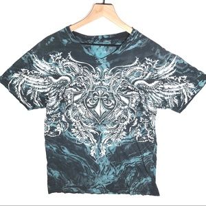 Affliction Women’s Graphic T Shirt Black Blue